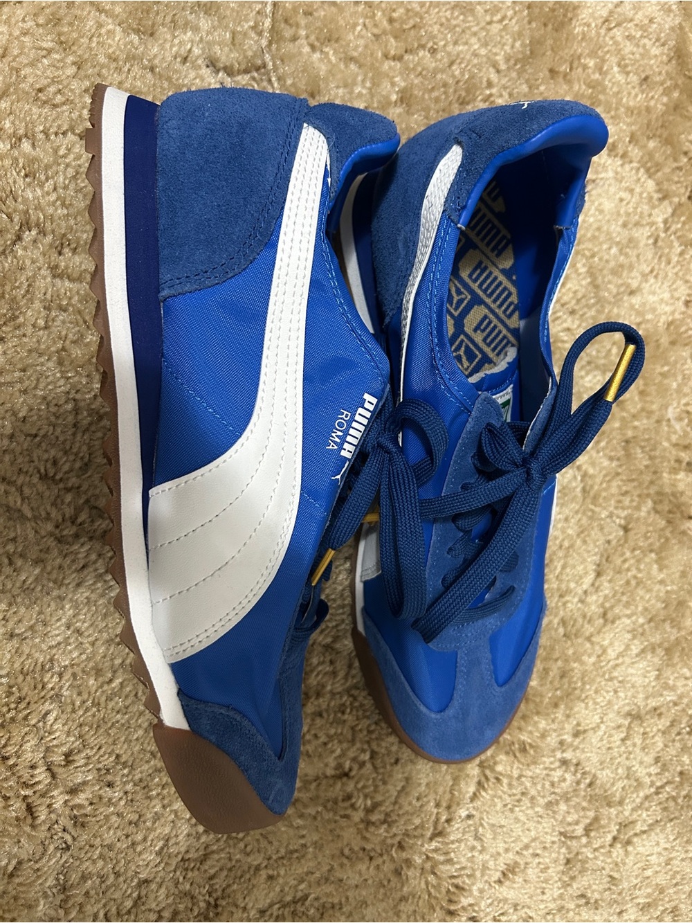 Puma Roma Unisex Royal Blue and White Athletic Sneakers